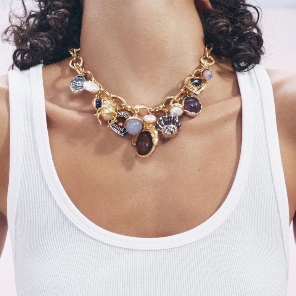 *NEW* ZARA CHAIN LINKED CHARM BEETLE NECKLACE - Picture 2 of 3